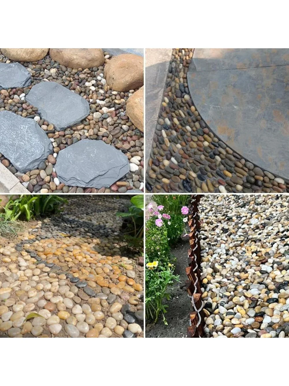5LB High Polished Mixed Color River Rocks - Decorative Pebbles for Landscaping